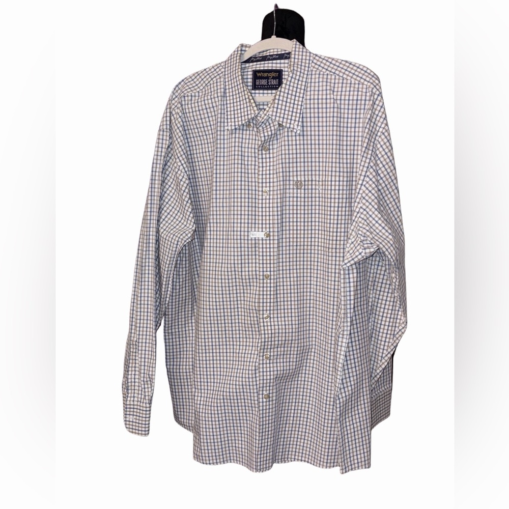 Wrangler George Strait Plaid Button Down Shirt Mens Western Cowboy Ranch Wear